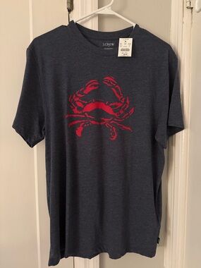 J. Crew Short-Sleeve Navy Tee with Red Crab Graphic NWT Medium men’s
